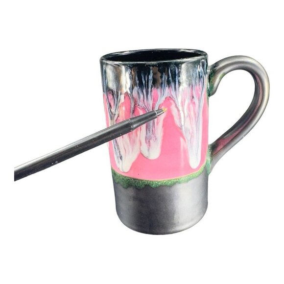 Studio Art Pottery Hand Made Single Drip Glaze Pottery Drinking Coffee Cup Mug - Picture 12 of 16